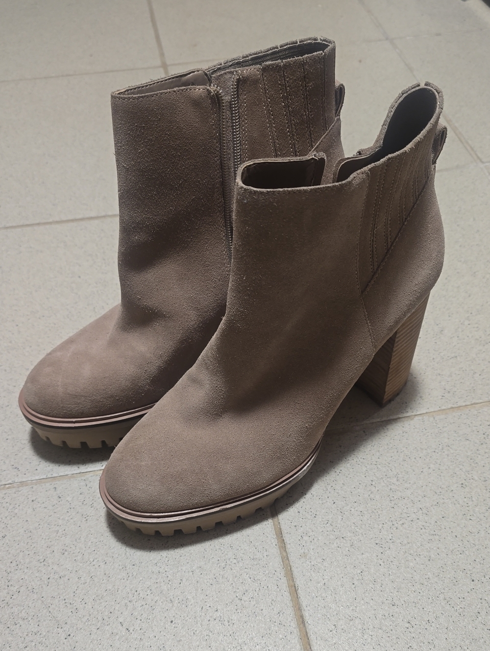 Vince Camuto Taupe Suede Chelsea-Style Ankle Boots